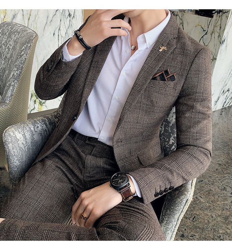 "Callan" Men's Plaid Business Suit