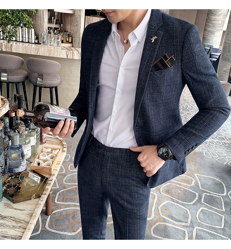"Callan" Men's Plaid Business Suit