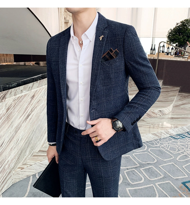 "Callan" Men's Plaid Business Suit