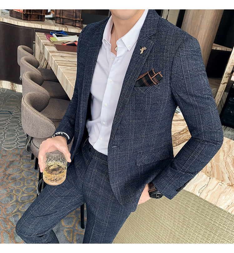 "Callan" Men's Plaid Business Suit