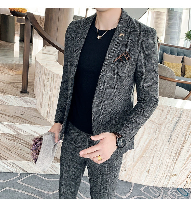"Callan" Men's Plaid Business Suit