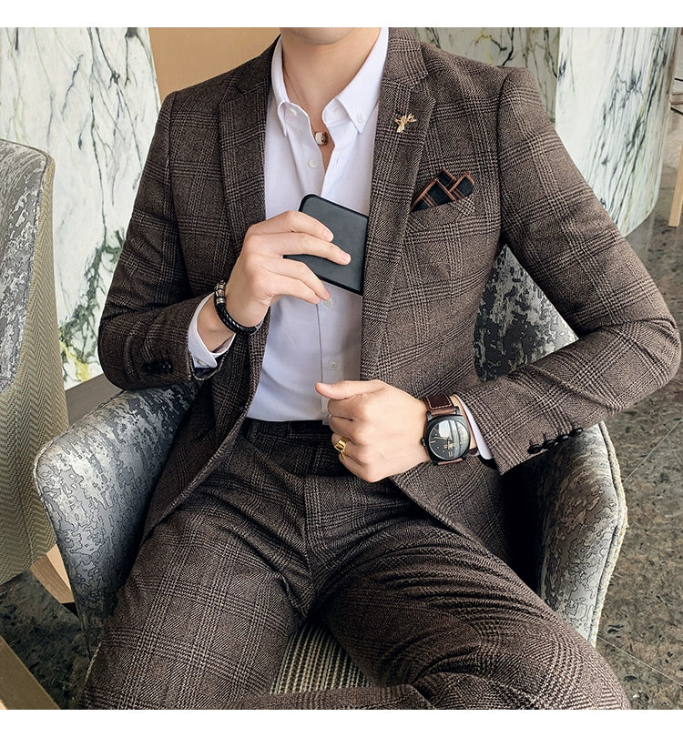 "Callan" Men's Plaid Business Suit