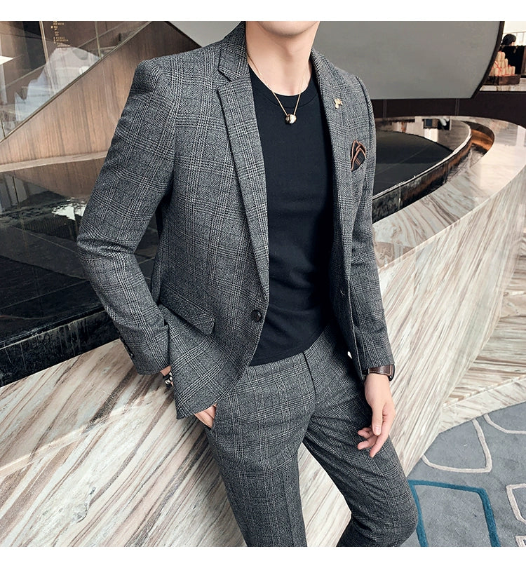 "Callan" Men's Plaid Business Suit