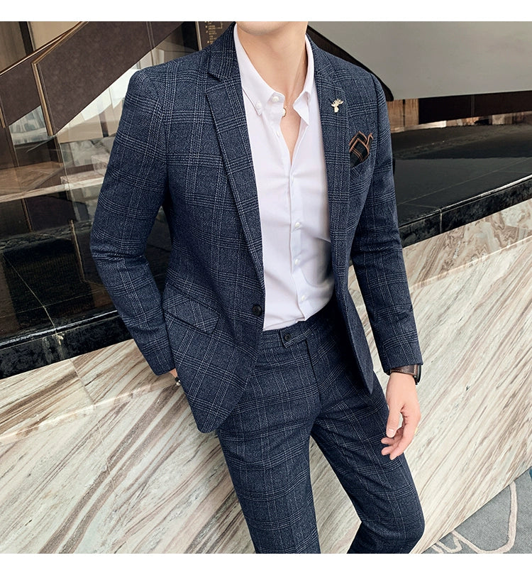 "Callan" Men's Plaid Business Suit