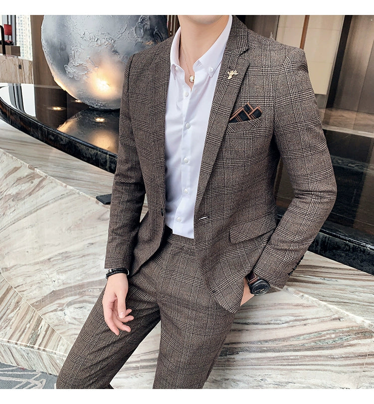 "Callan" Men's Plaid Business Suit