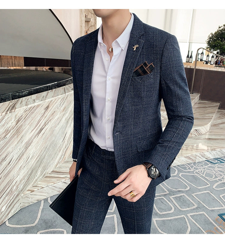 "Callan" Men's Plaid Business Suit