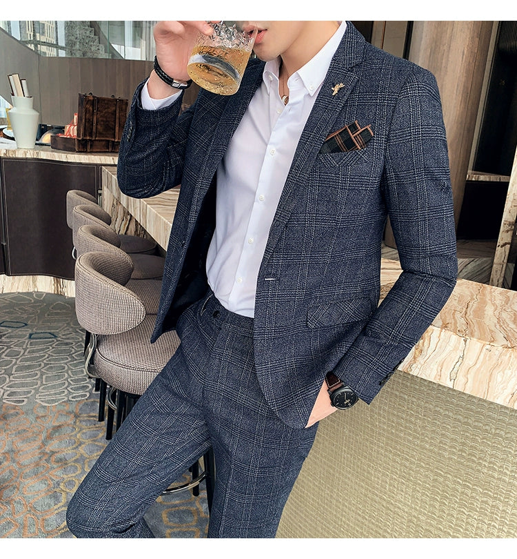 "Callan" Men's Plaid Business Suit