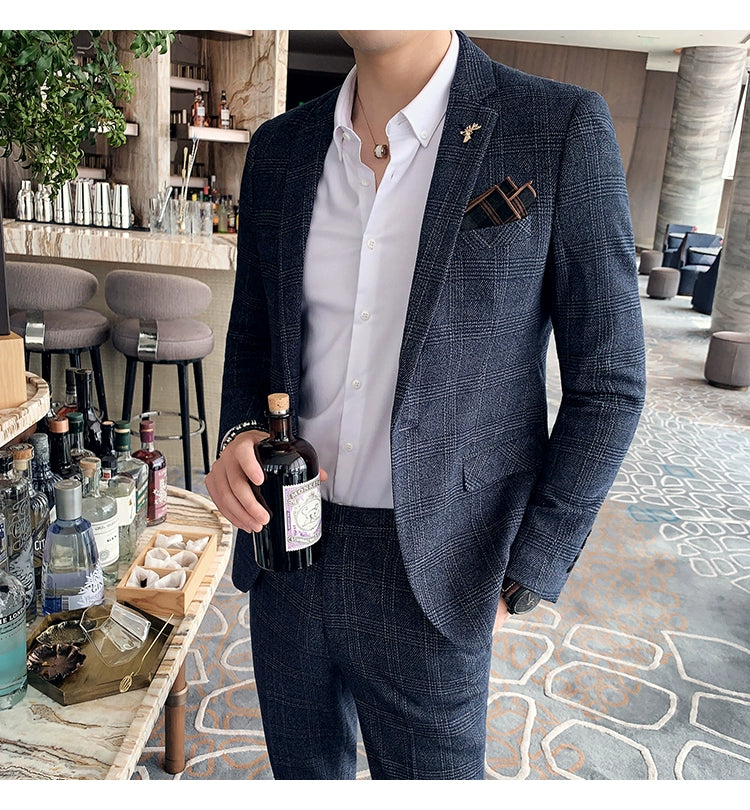 "Callan" Men's Plaid Business Suit