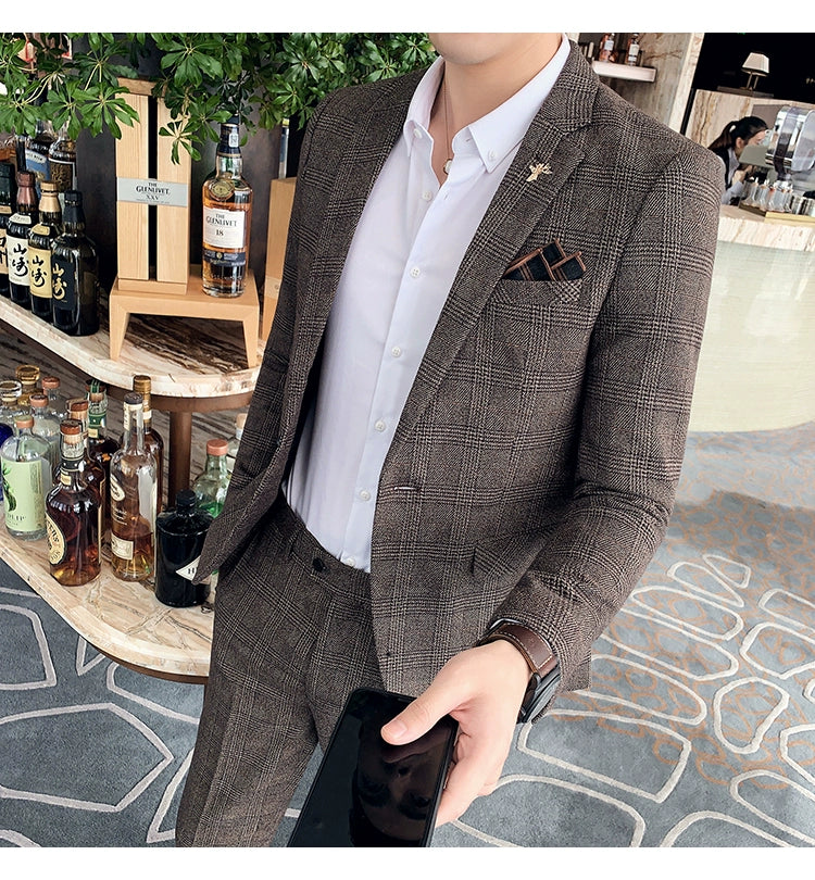 "Callan" Men's Plaid Business Suit