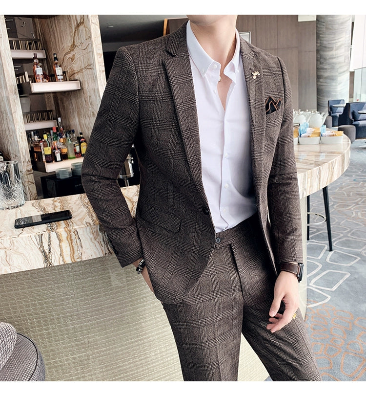 "Callan" Men's Plaid Business Suit