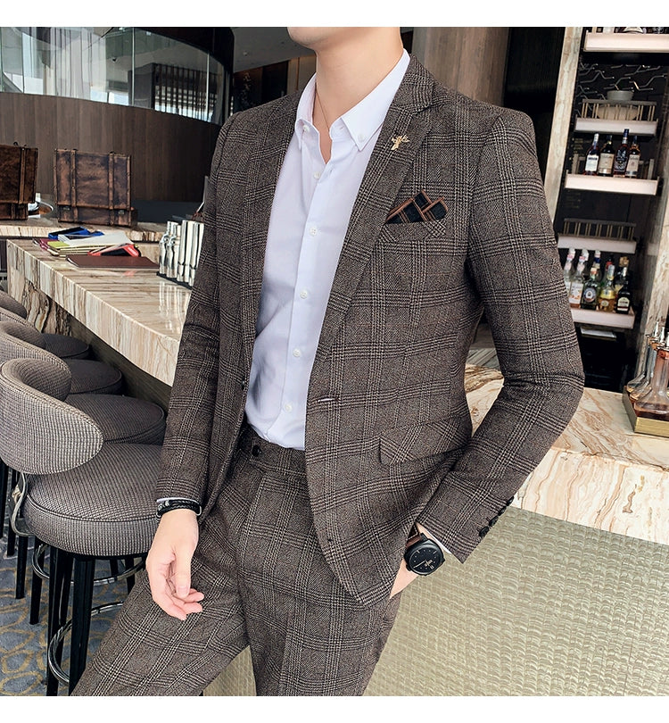 "Callan" Men's Plaid Business Suit