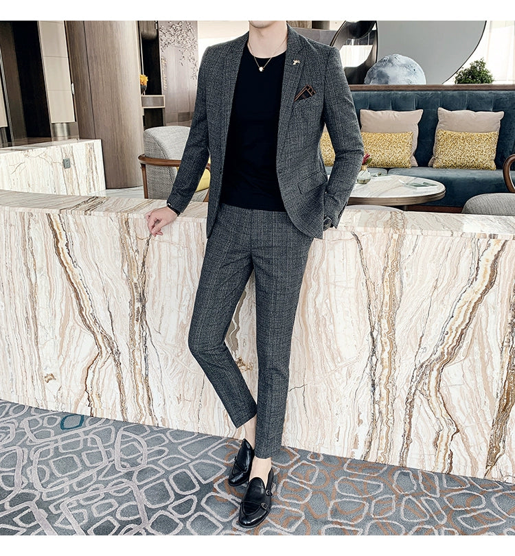 "Callan" Men's Plaid Business Suit