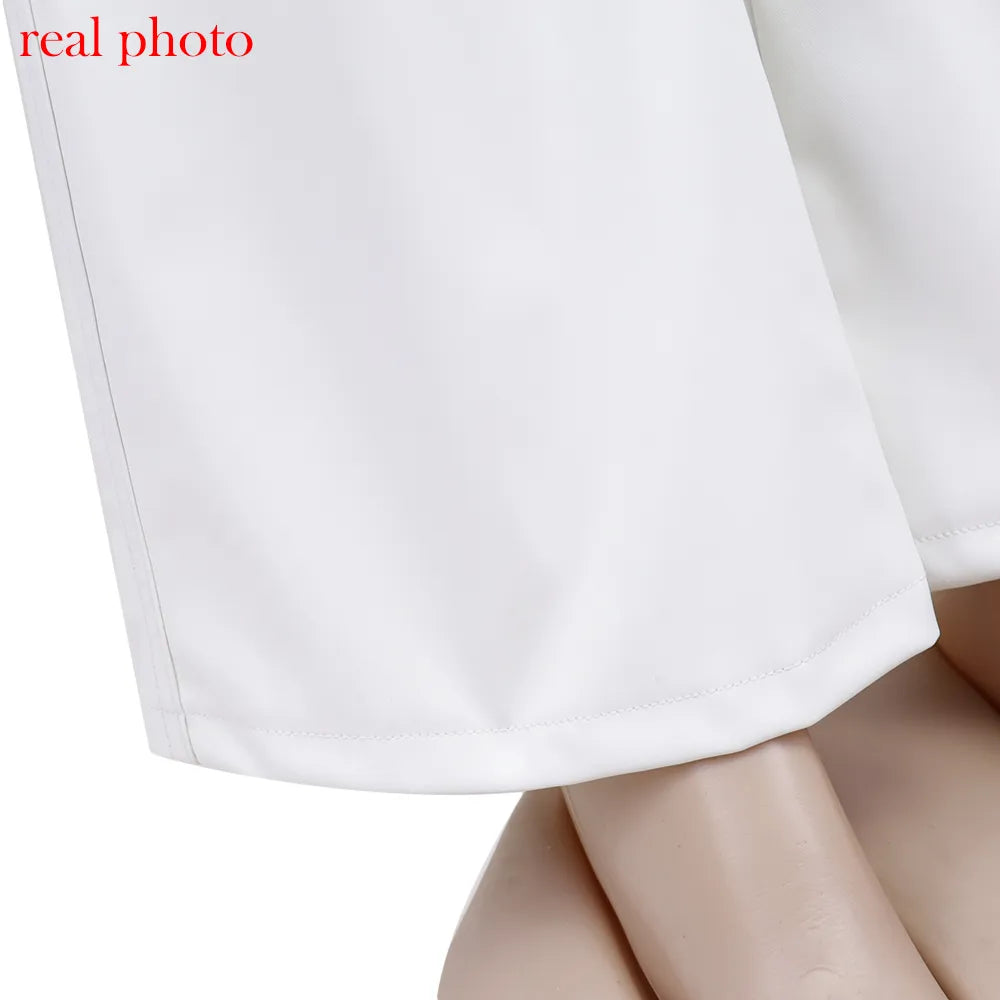 “Miley” High Waist Straight Leg Button Up Leather Pants