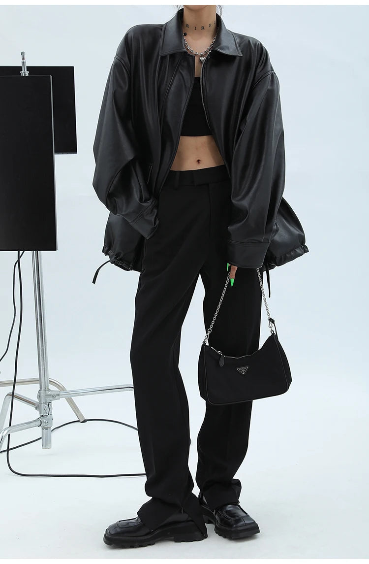 "Trinity" Women's Waterproof Long Sleeve Oversized Faux Leather Jacket