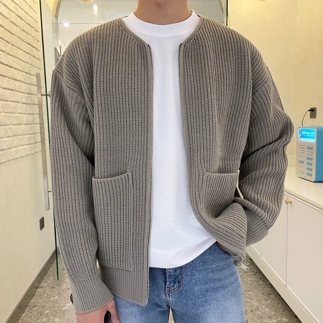 “Fall Antics” Men’s Knitted Oversized Designer Long Sleeve Sweater
