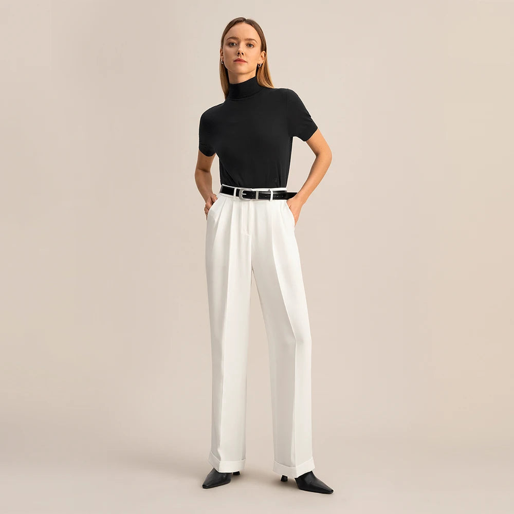 “Lily” Women’s Wide Leg Designer Silk Pants