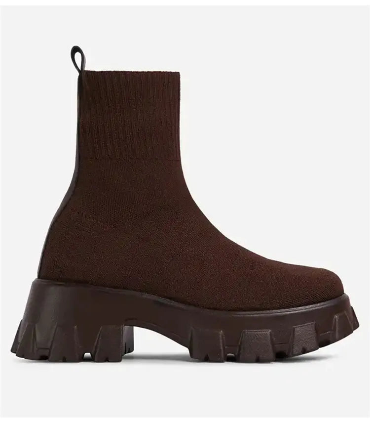 "Platform Dreamin" Women's Designer Slip On Knitted Platform Boots