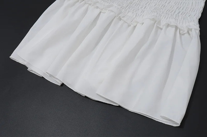 "Frolic" Women's Pleated Backless Y2K Style A-Line Mini Dress