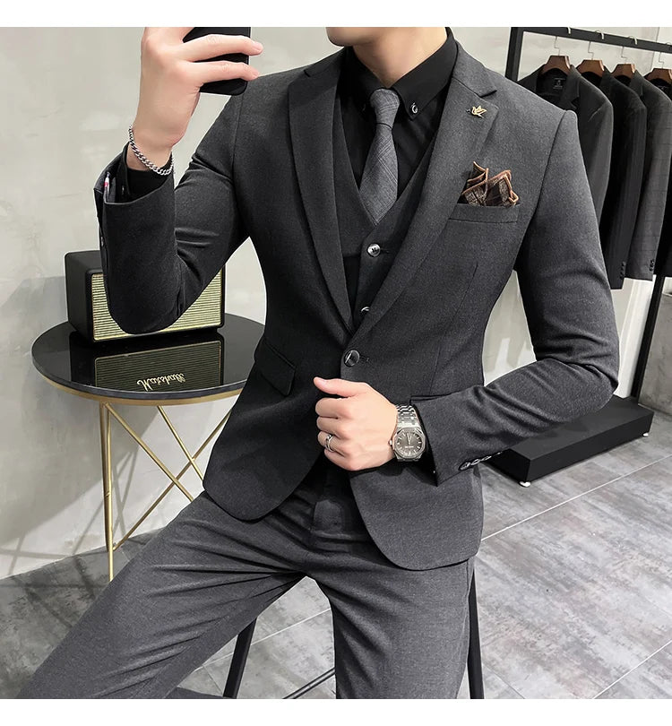 “Charon” Men’s Slim Fit 3 Piece Business Suit