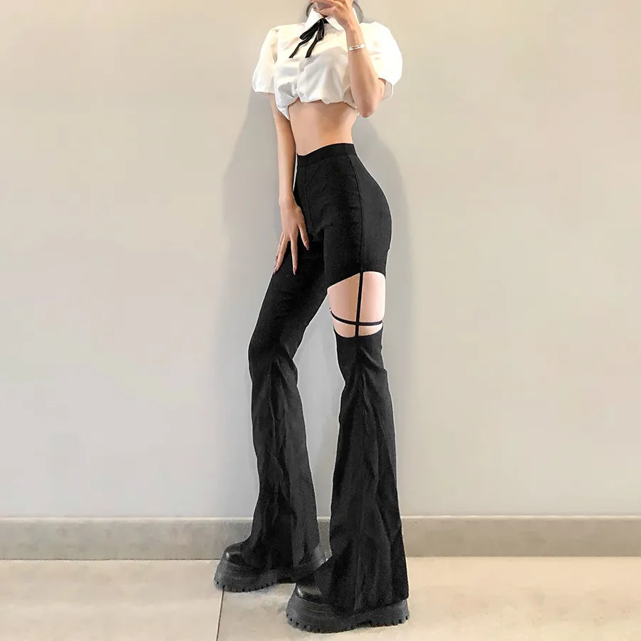 "Bing Bong" High Street Style High-Waist Flare Pants