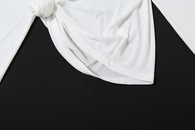 "Como" Women's See Though Off-Shoulder Long Sleeve Crop Top