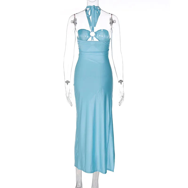 “The Queen” Women’s Sexy Satin Backless Draped Maxi Dress