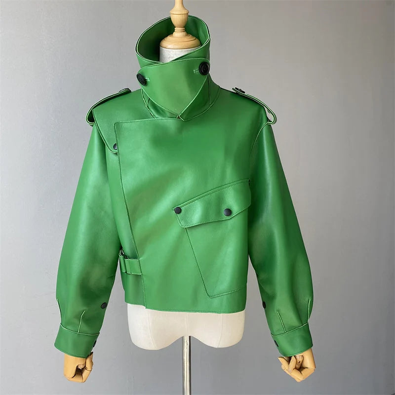 “Diamond” Women’s Sheepskin Designer Leather Jacket