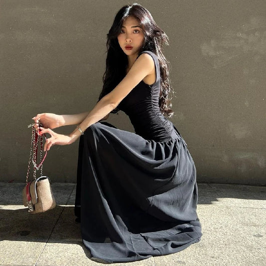 "Coastals" Ruched Bodycon High Waist Maxi Dress
