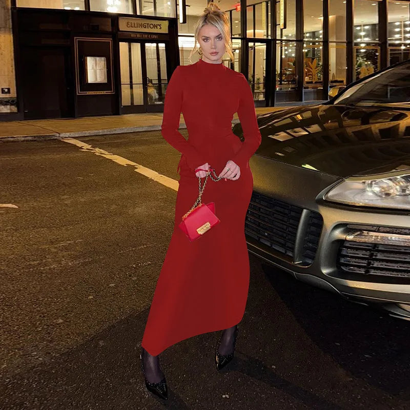 "Willow" Turtleneck Long Sleeve Maxi Dress