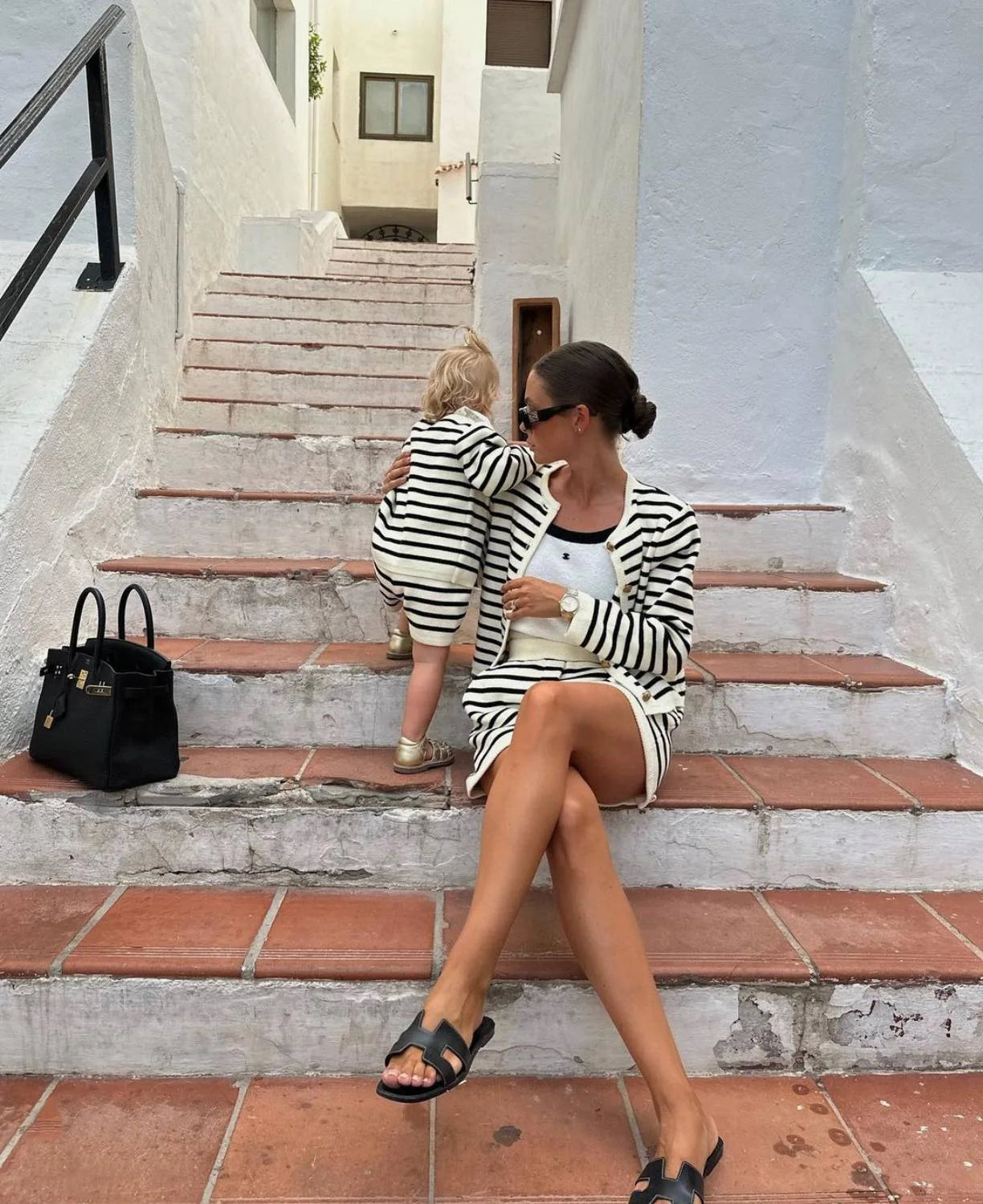 "Flossy" Women's Striped Knitted 2 Piece Outfit Set