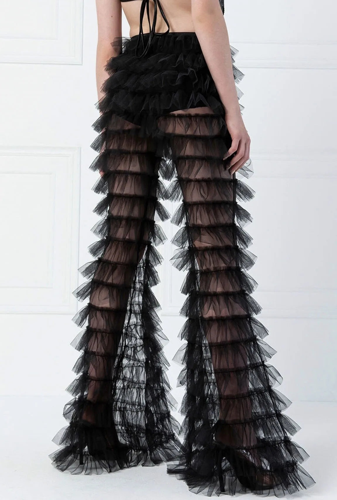 "CoCho" Women's Sheer Mesh Y2K Style Flare Pants