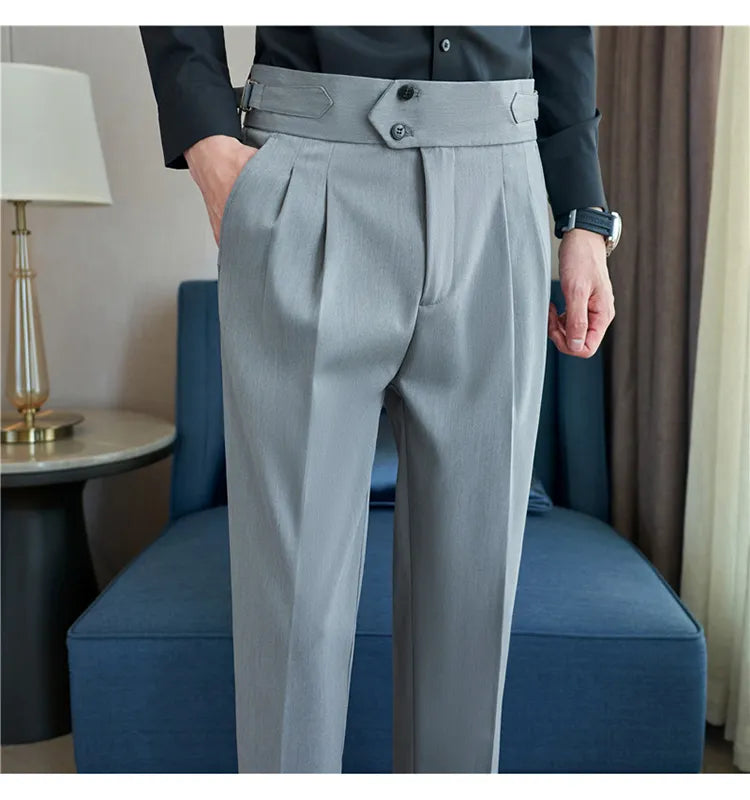 “Word Of Mouth” Men’s High Waist Designer Slim Fit Business Casual Dress Pants