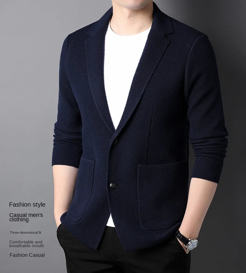 “Sophisticated”  Men’s Designer Knitted Slim Fit Cardigan
