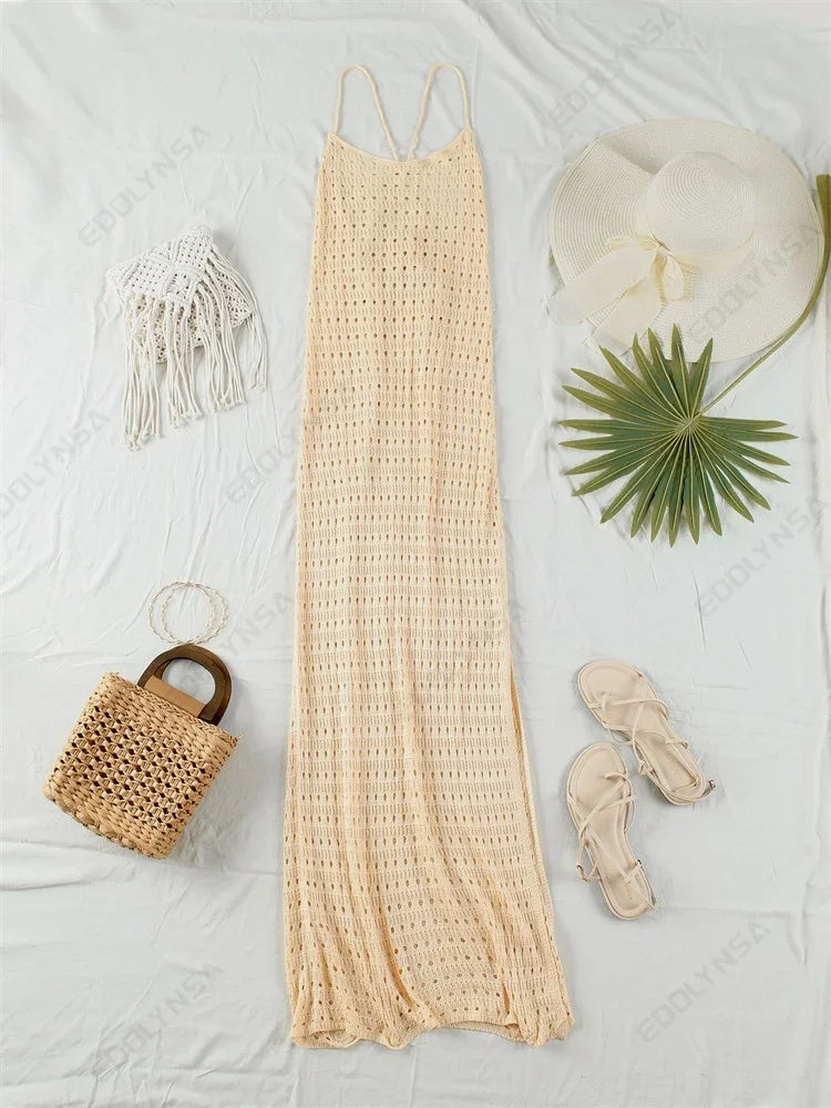 "June" Knitted Backless Bodycon Maxi Dress