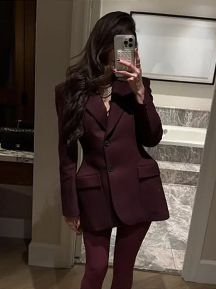 "Delevigne" Women's Single Breasted Cinched Waist Designer Suit Jacket