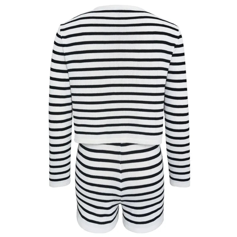 "Flossy" Women's Striped Knitted 2 Piece Outfit Set