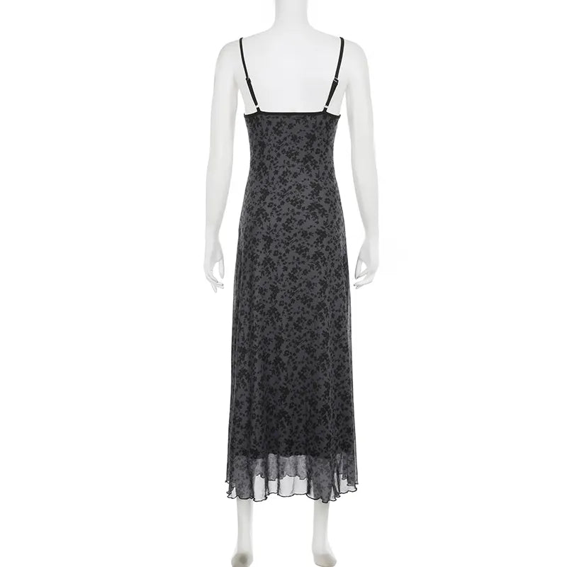 "AllBlack" Vintage Y2K Style Spaghetti Strap Maxi Dress
