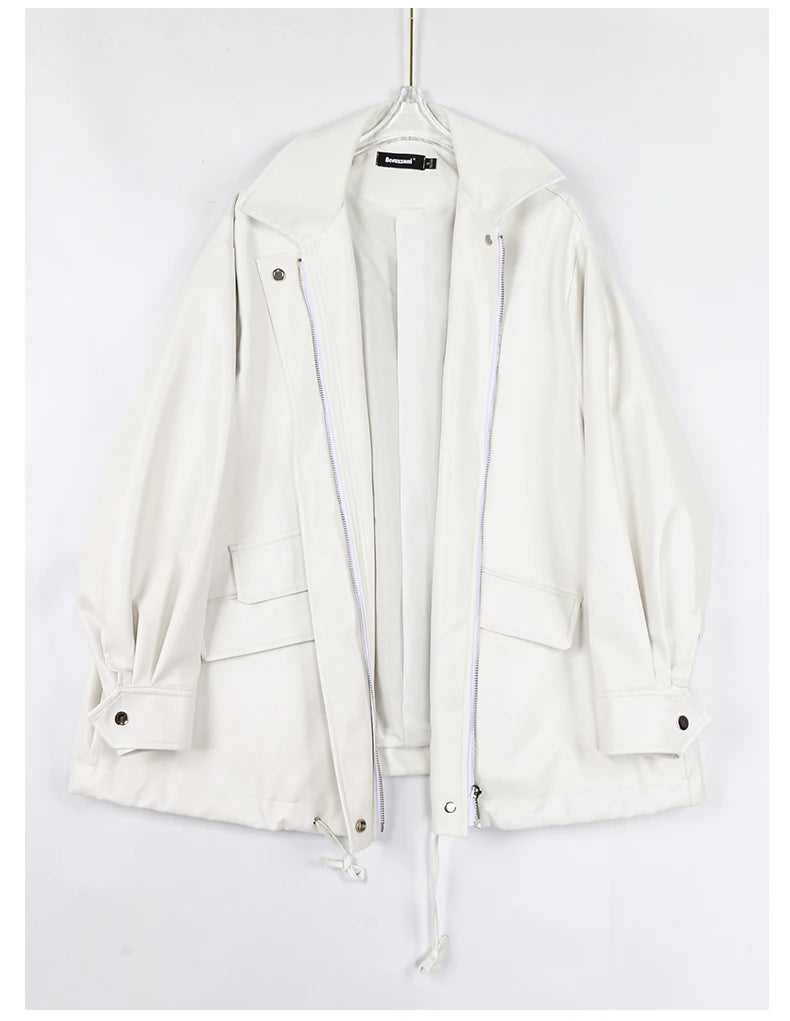 "Trinity" Women's Waterproof Long Sleeve Oversized Faux Leather Jacket