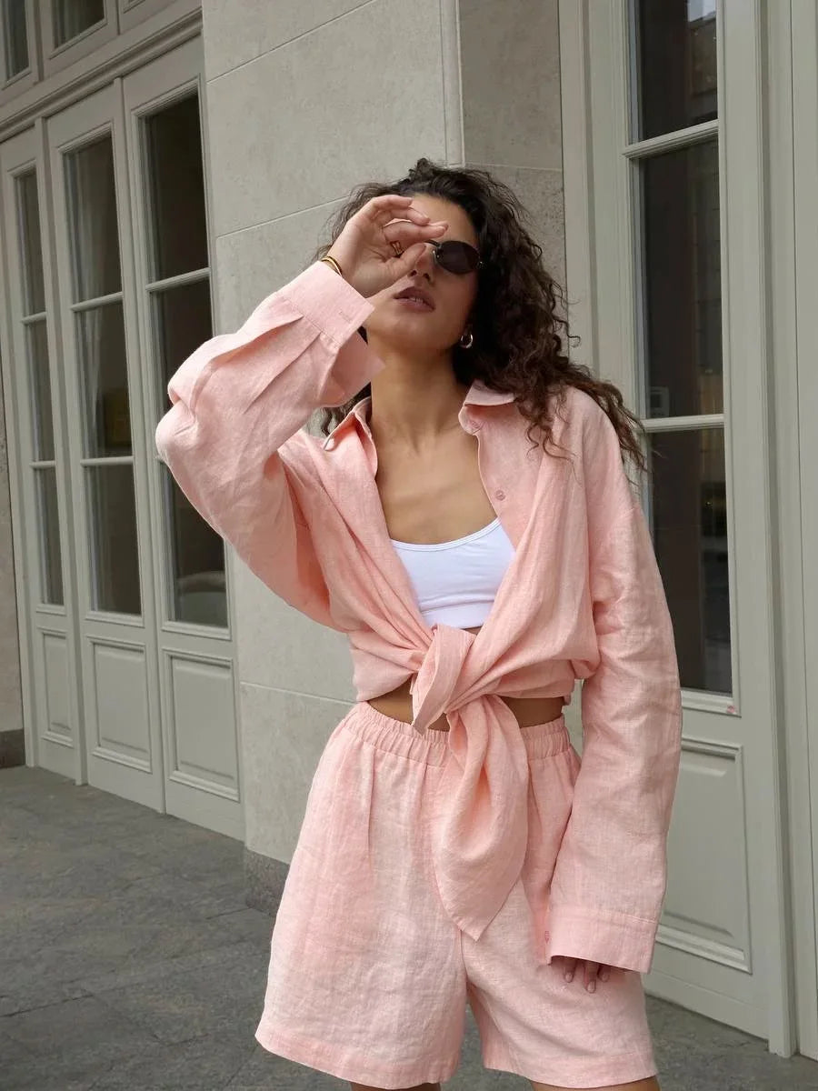 "Malibu" Women's Cotton Long Sleeve 2 Piece Outfit Set