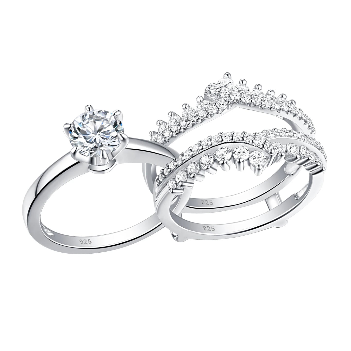 “Royalty” Sterling Silver Detachable 2 Piece Engagement Ring