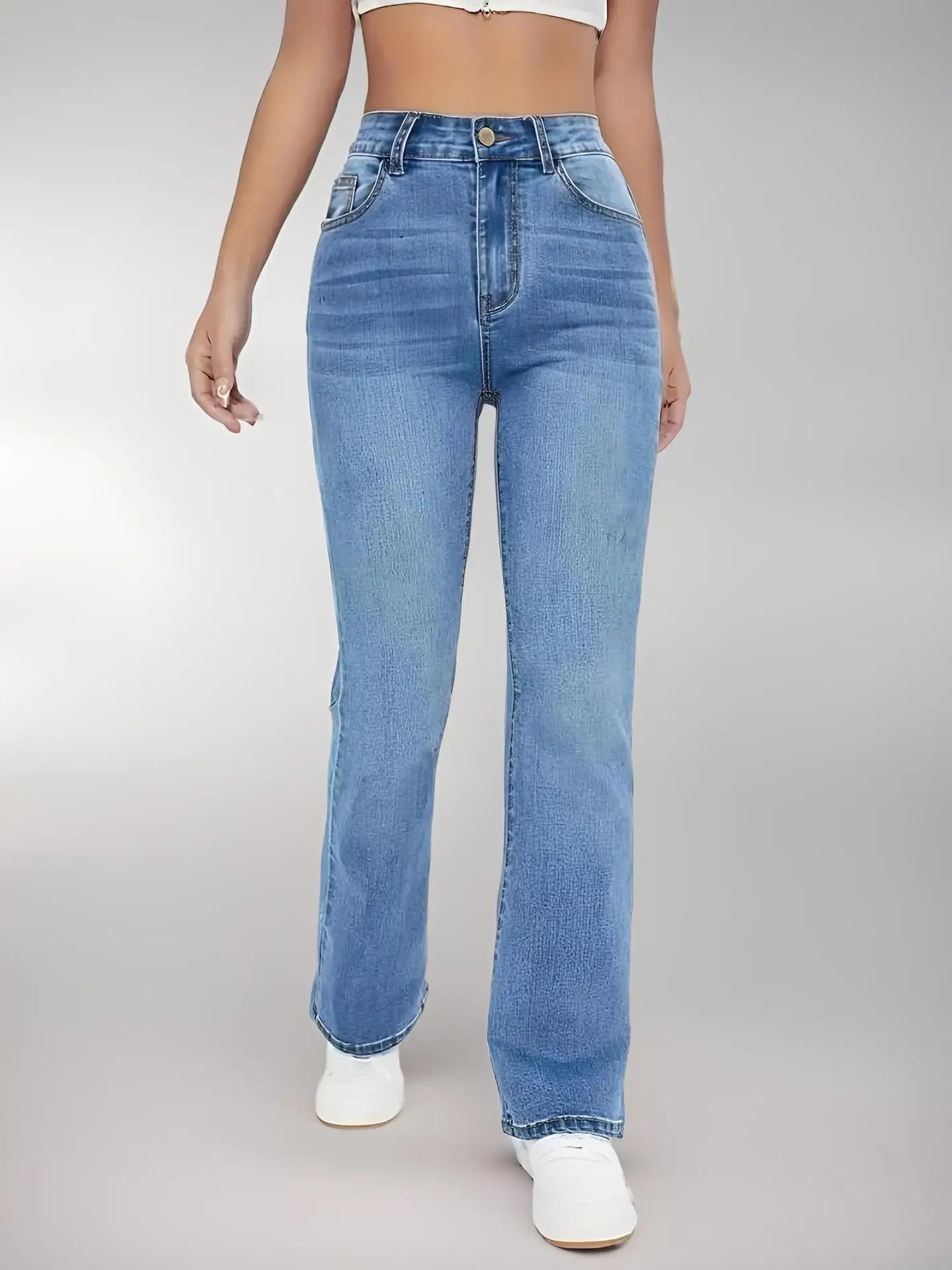 "Kelly" Women's Casual High Waist Light Wash Slim Fit Jeans