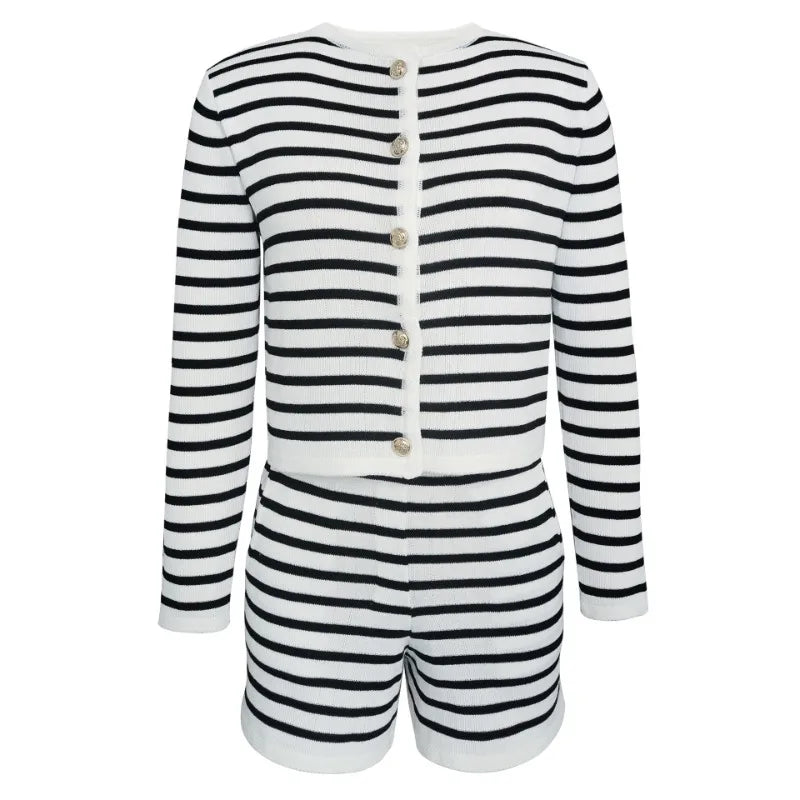 "Flossy" Women's Striped Knitted 2 Piece Outfit Set