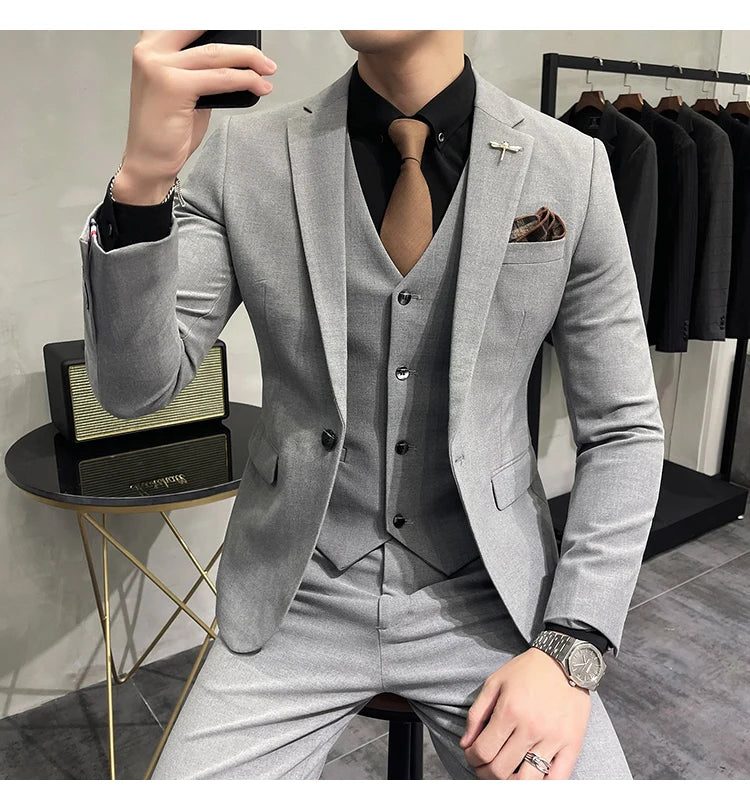 “Charon” Men’s Slim Fit 3 Piece Business Suit