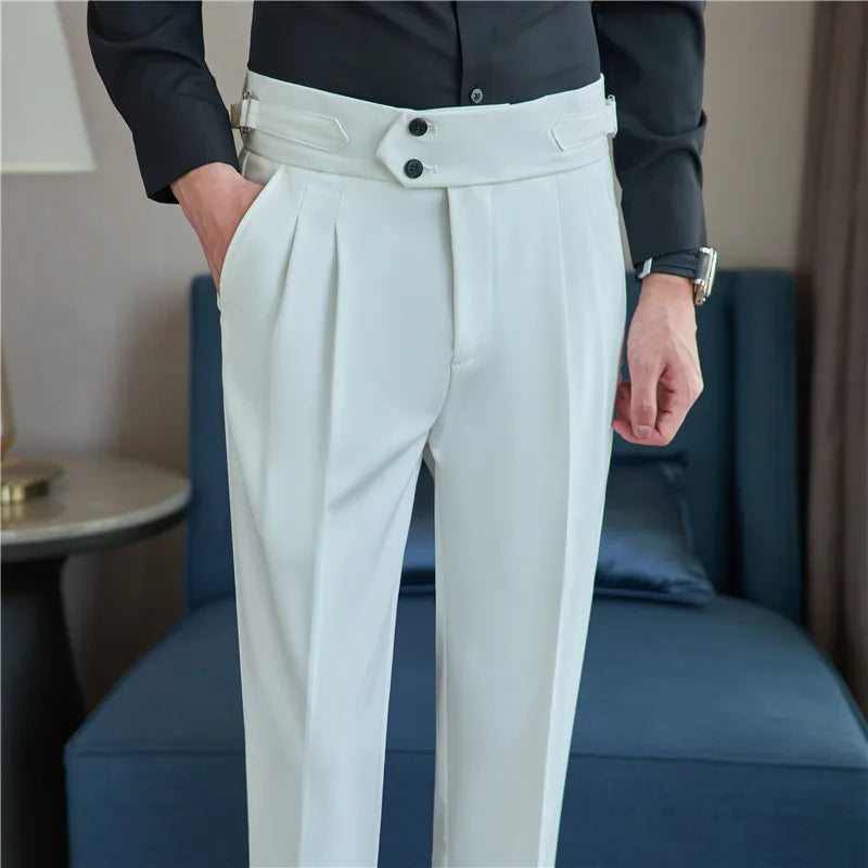 “Word Of Mouth” Men’s High Waist Designer Slim Fit Business Casual Dress Pants