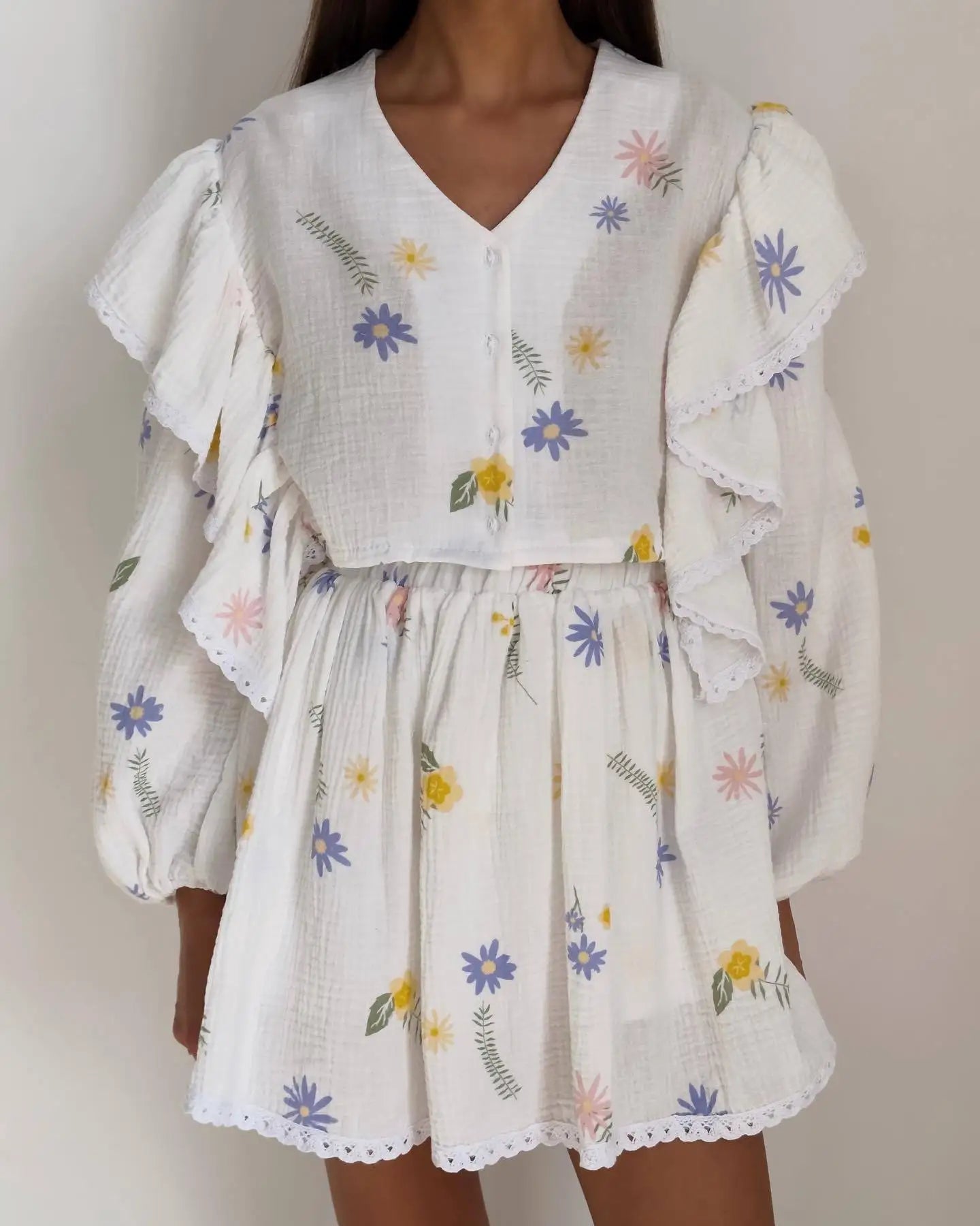 “Binded Lovers” Women’s Casual Long Sleeve 2 Piece Linen Outfit Set