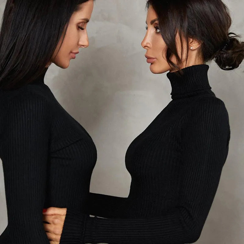 “Dark Passions” Sexy Knitted Long Sleeve Bodycon Maxi Dress