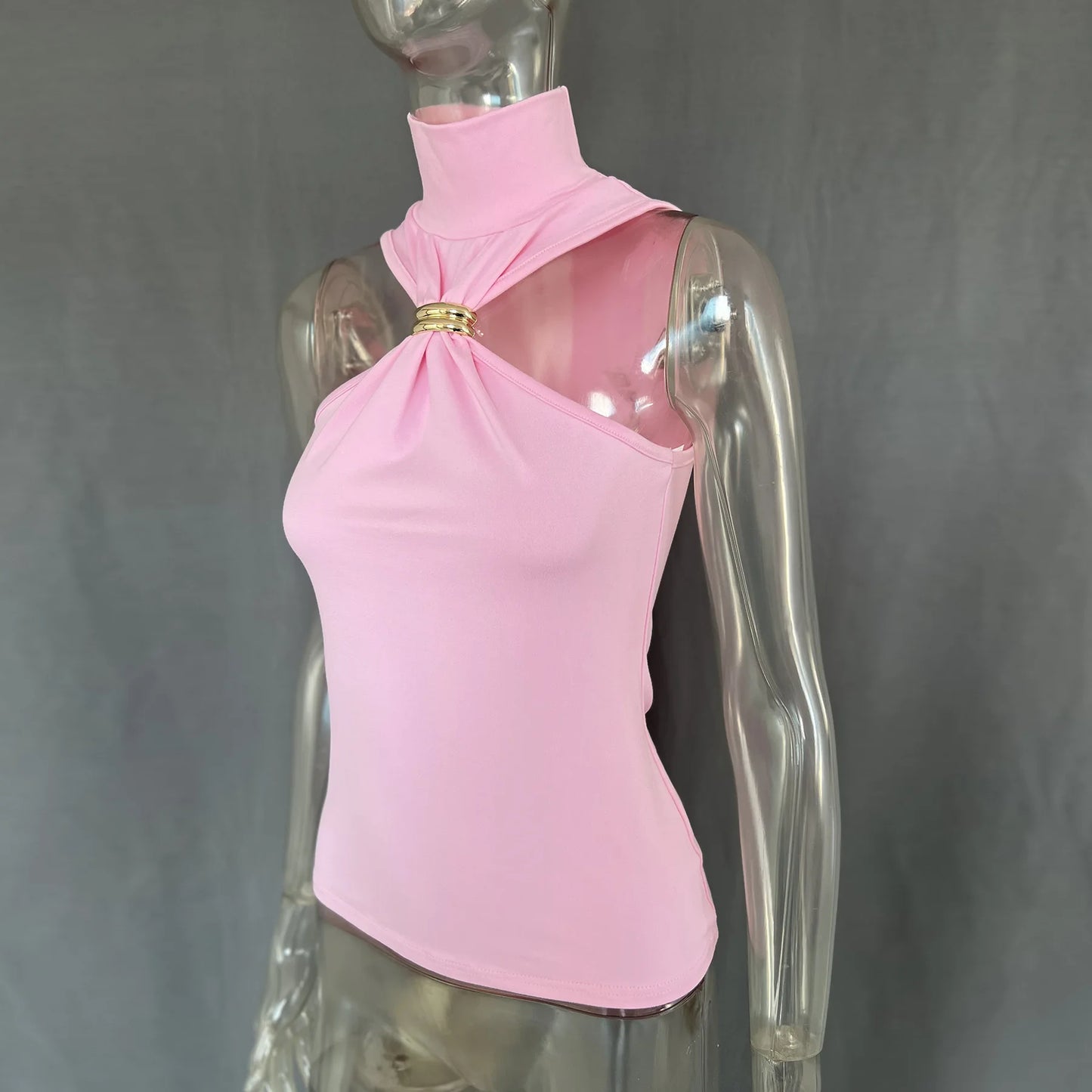 "Mrs. Banks" Women's Elegant Sleeveless Turtleneck Top