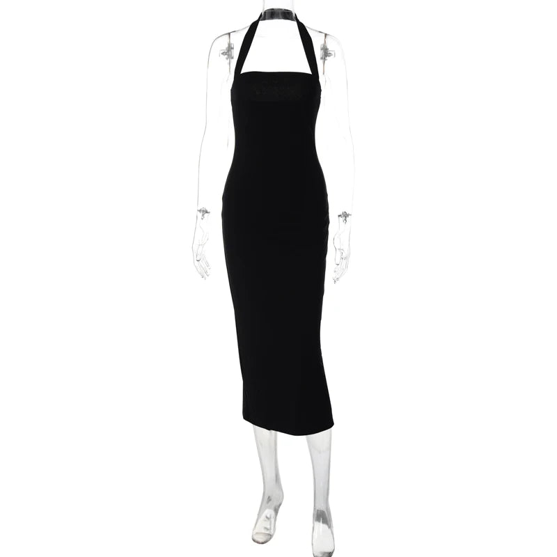 "Bossalina" Y2K Style Backless Bodycon Maxi Dress