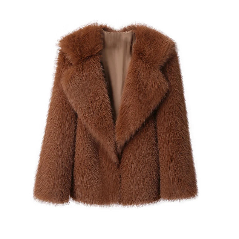 “Nepo Baby” Women’s Loose Oversized Fluffy Faux Fur Overcoat