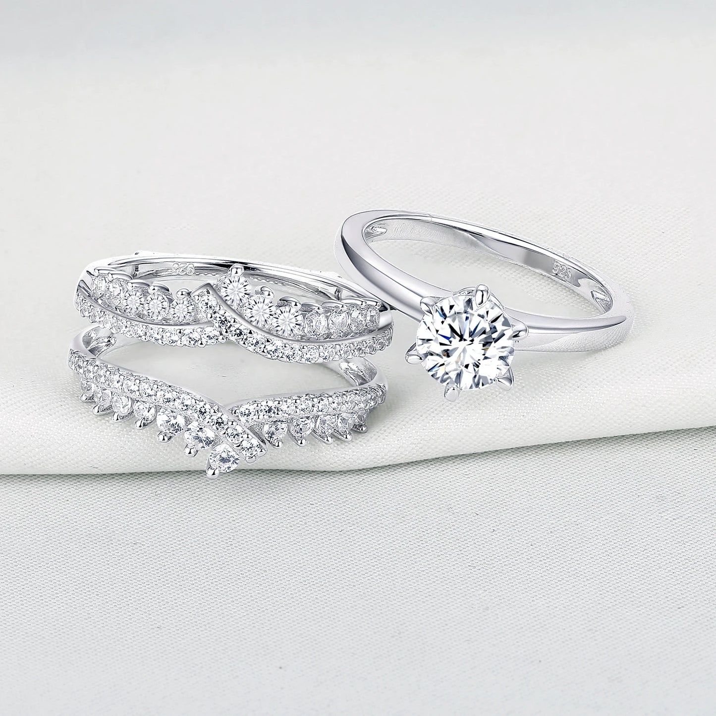 “Royalty” Sterling Silver Detachable 2 Piece Engagement Ring